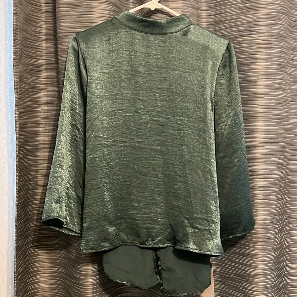 Brand new, never worn, green satin finish blouse